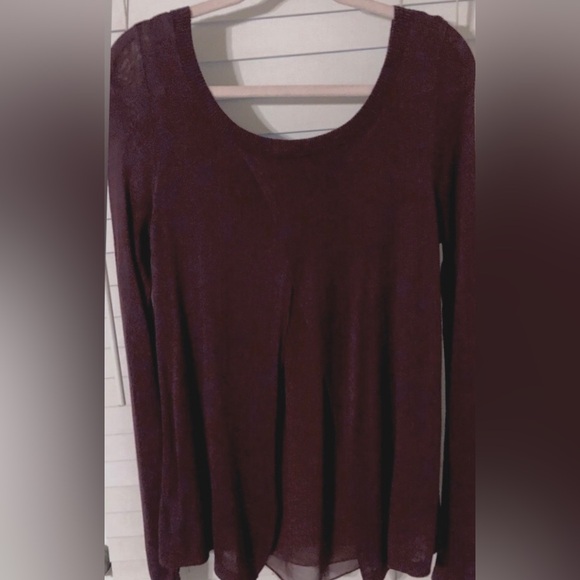 Express long sleeve crewneck sweater rear split panel w/sheer overlay L 🎊SALE - Picture 9 of 13
